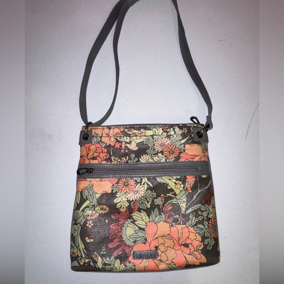 Sakroots Floral Crossbody Bag - Gray and Orange - Picture 1 of 11